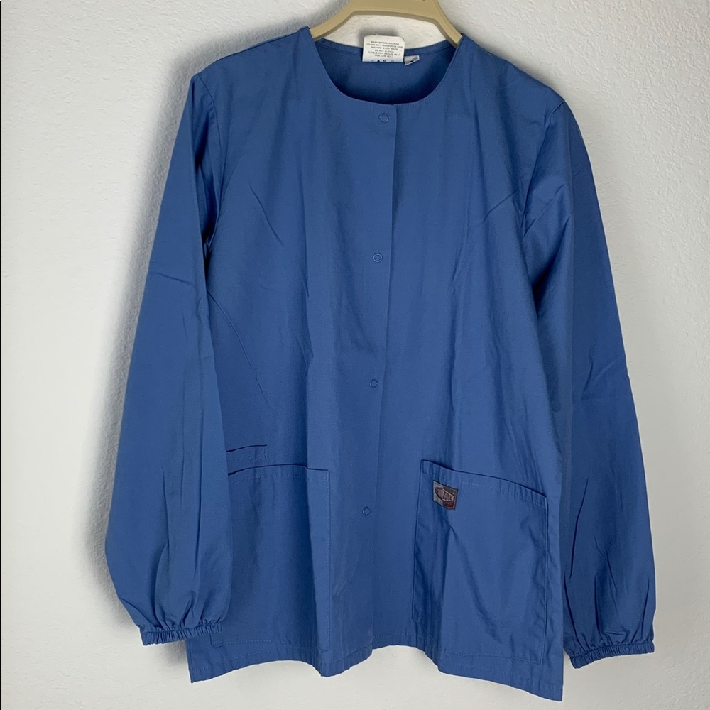 Classic Light Blue Women's Button Down Scrubs Jacket